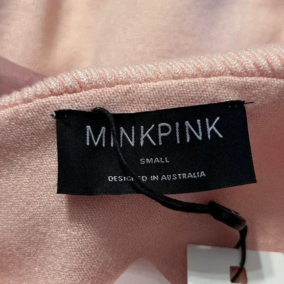 MINKPINK Ribbed Off Shoulder Long Sleeve Kaia Mini Dress Small in Peach New‎ - Picture 7 of 8